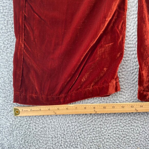 Storia Jumpsuit Womens Medium Rust Red Velvet Halter Neck Ruffle Tie Holiday NWT - Picture 12 of 13